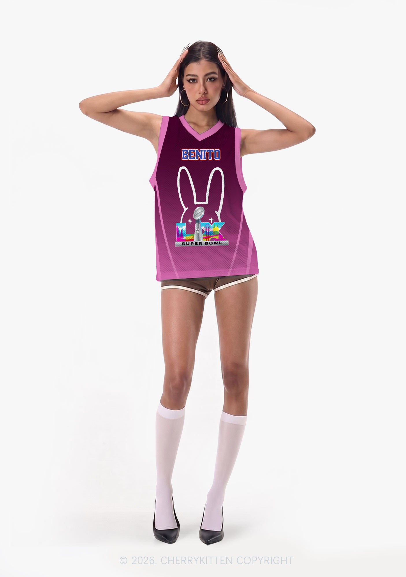 Purple Bunny Head Y2K Sport Jersey Tank Cherrykitten