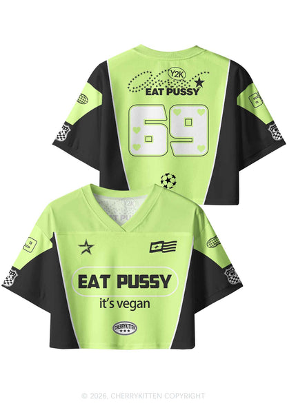 Eat Puxxy Its Vegan Y2K Crop Sport Jersey Shirts Cherrykitten
