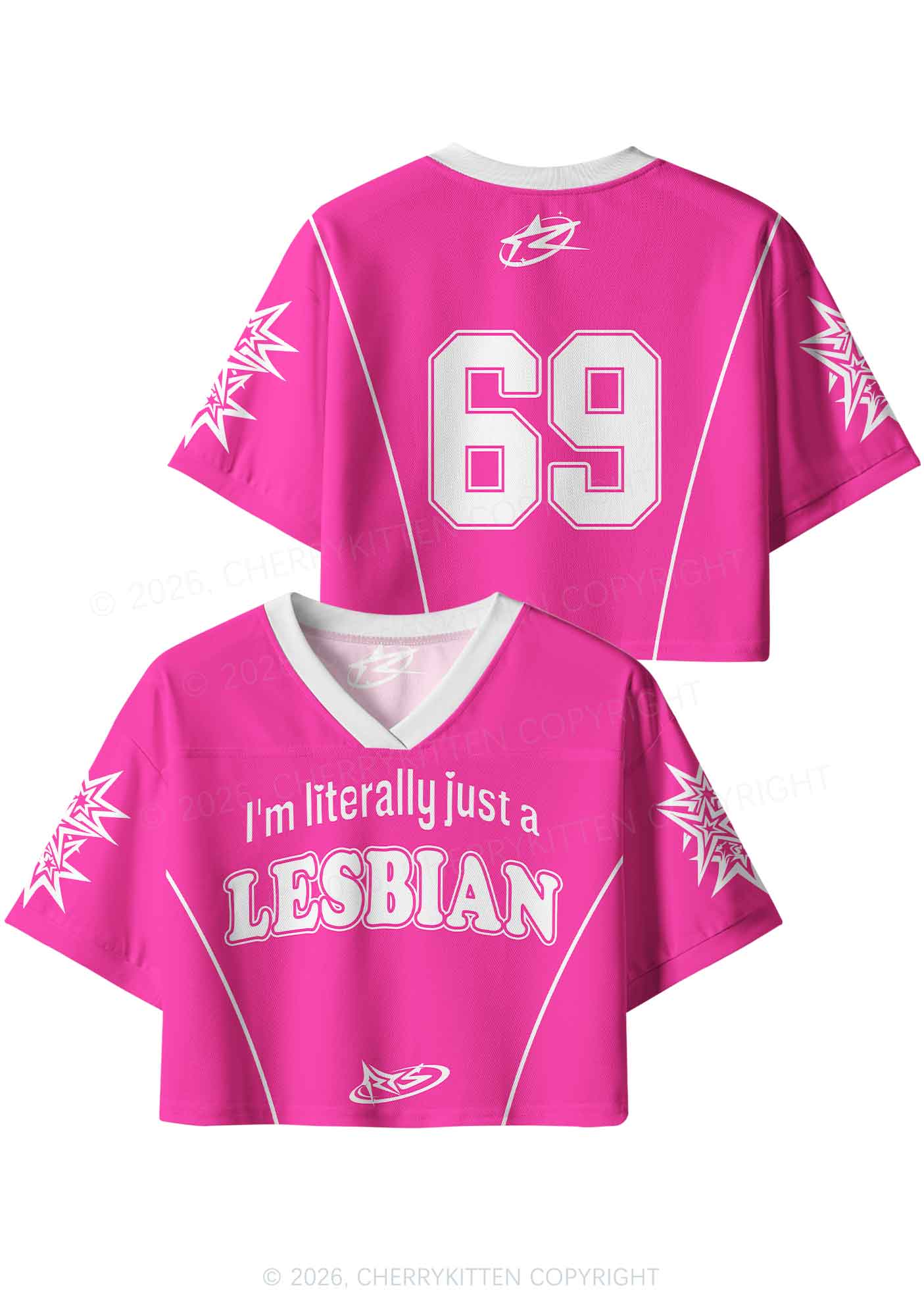 Literally Just A Lesbian Pride Y2K Crop Sport Jersey Shirts Cherrykitten