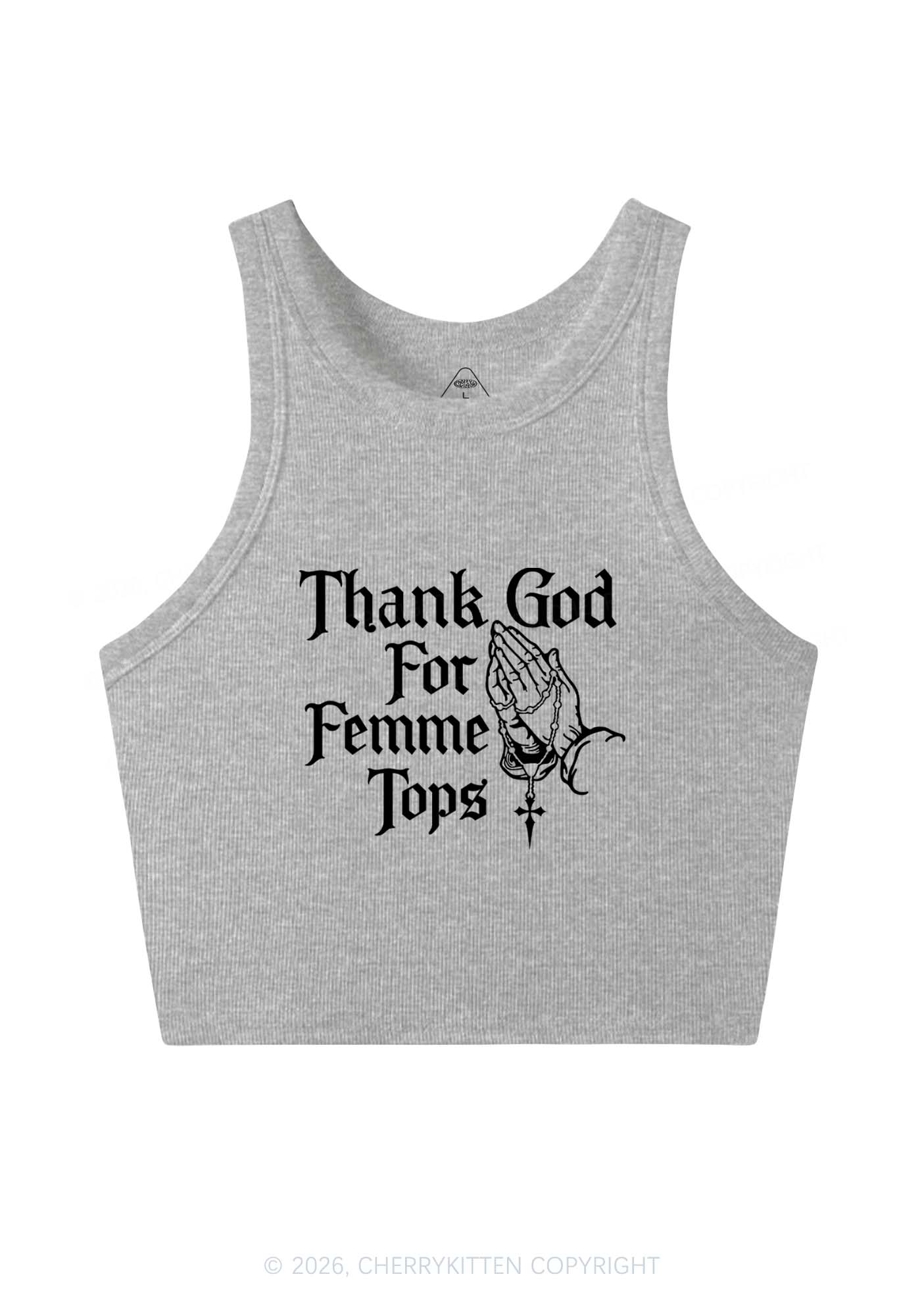 Thank God For Femme Tops Pride Y2K Crop Tank Top Cherrykitten