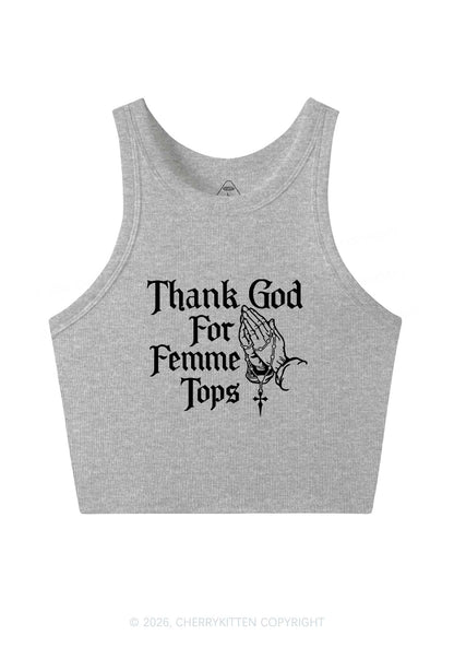 Thank God For Femme Tops Pride Y2K Crop Tank Top Cherrykitten