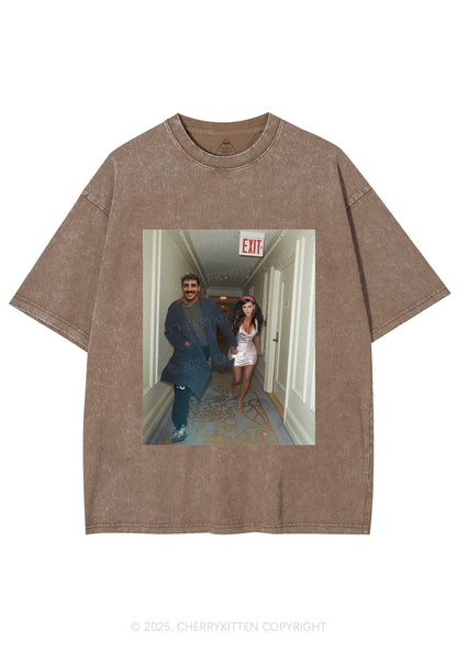 Custom Famous Hallway Photo Y2K Shirts Washed Tee Cherrykitten
