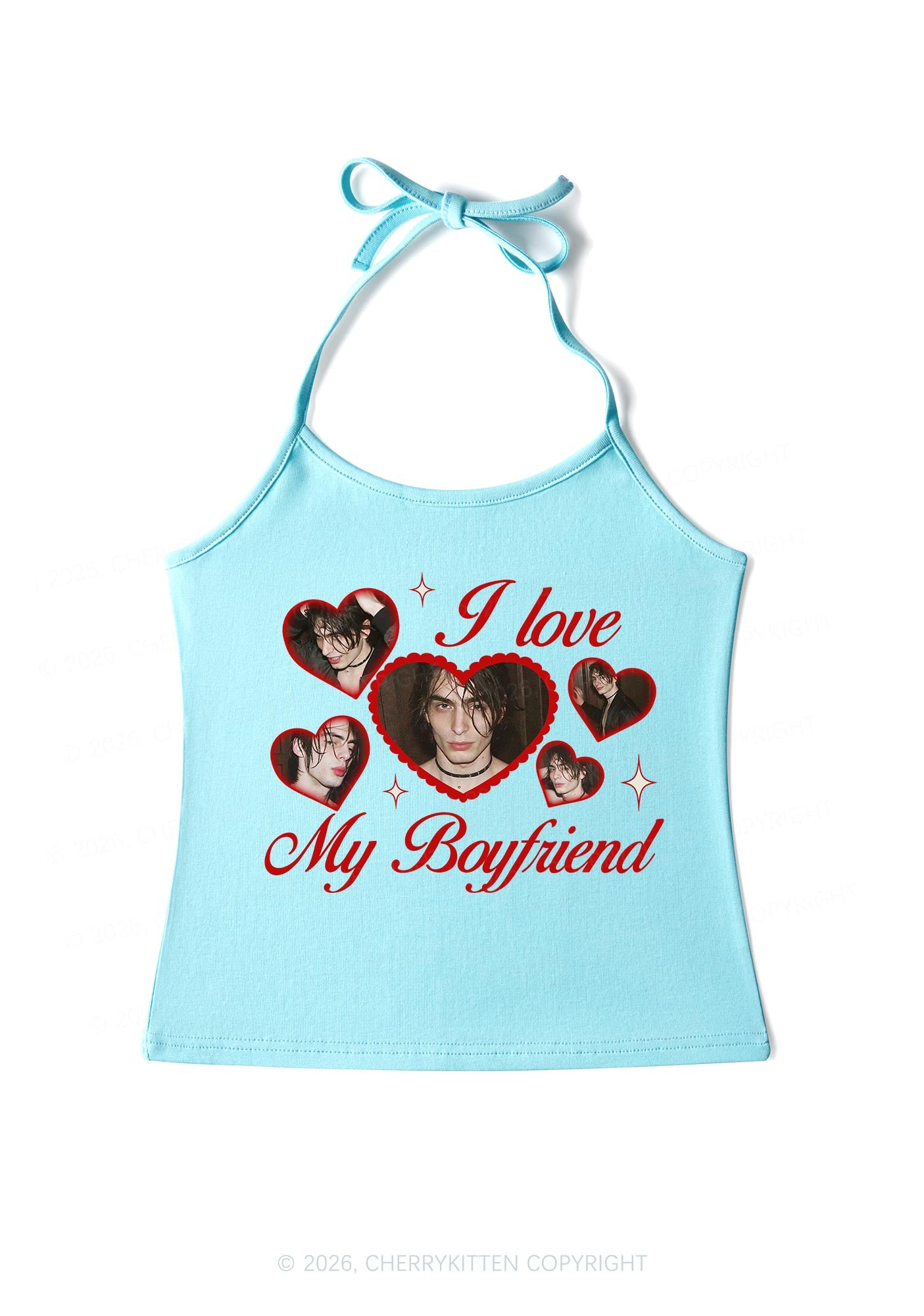 Custom Photo I Love My GF BF Valentine's Day Y2K Halter Neck Cami Cherrykitten