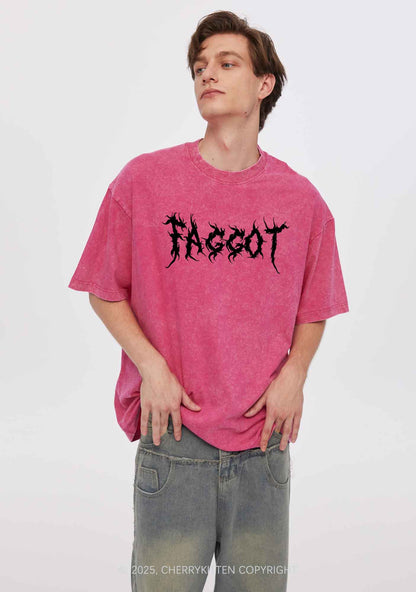 Punk Faggot Pride Y2K Shirts Washed Tee Cherrykitten