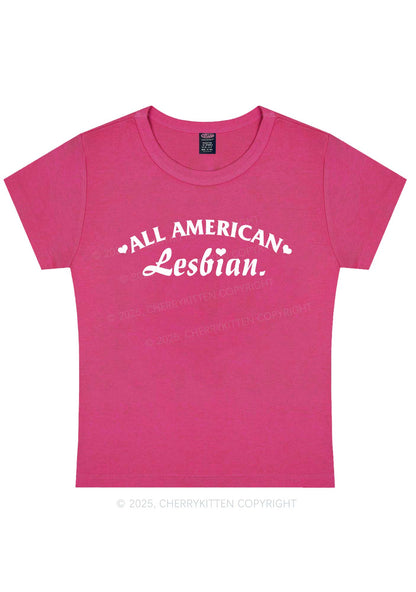 All American Lesbian Y2K Baby Tee Cherrykitten