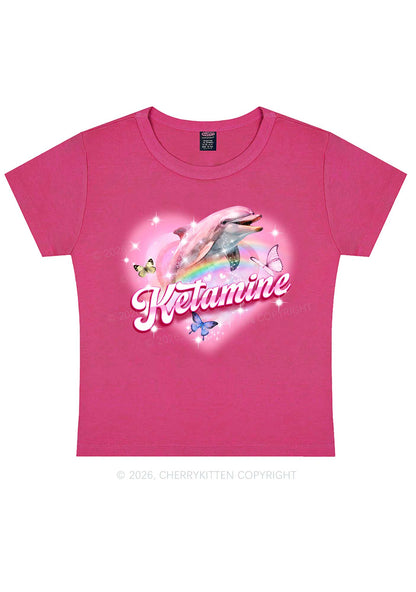 Pink K Dolphin Y2K Baby Tee Cherrykitten