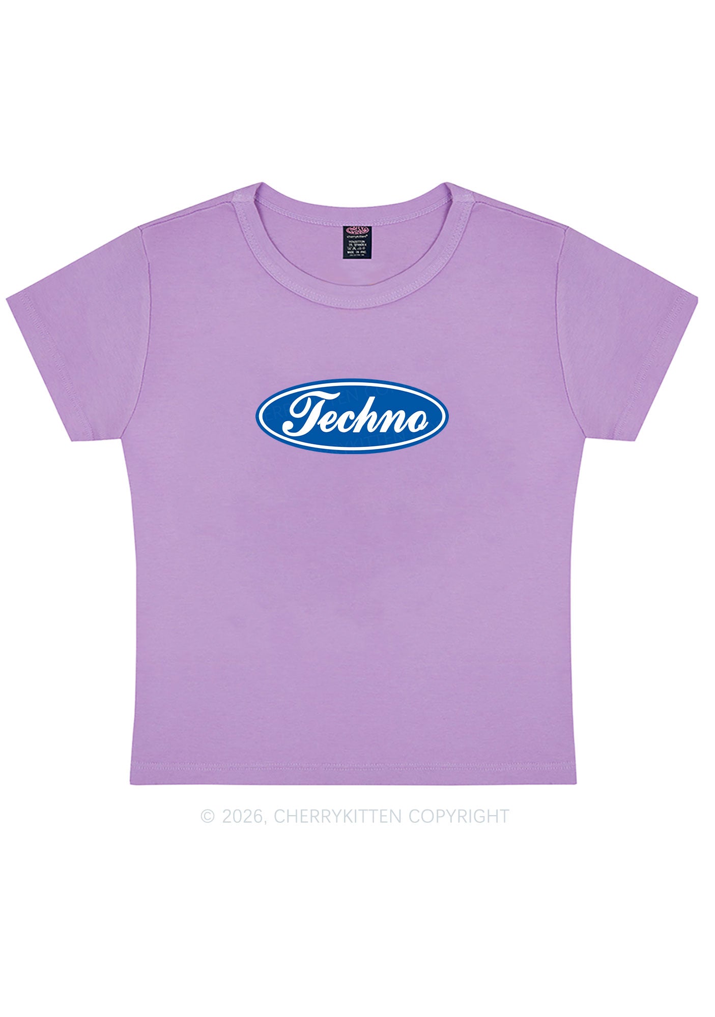 Oval Techno Y2K Baby Tee Cherrykitten