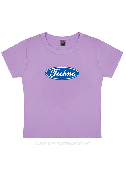 Oval Techno Y2K Baby Tee Cherrykitten