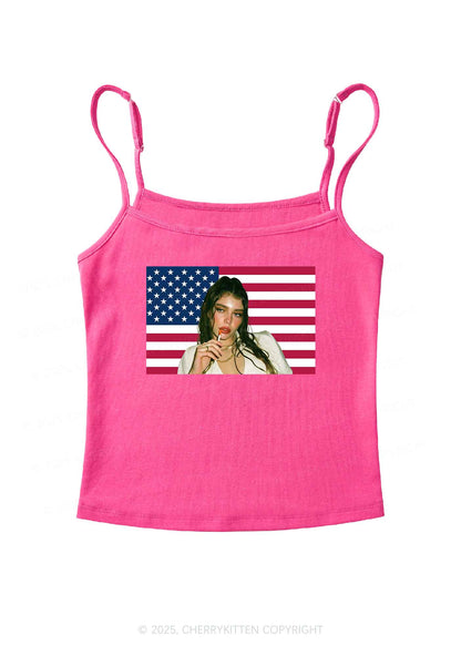 Custom Portrait Flag Y2K Spaghetti Strap Cami Cherrykitten