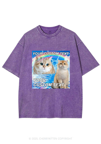 Custom Text Your Kitten Y2K Shirts Washed Tee Cherrykitten