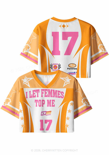 Orange I Let Femmes Top Me Pride Y2K Crop Sport Jersey Shirts Cherrykitten