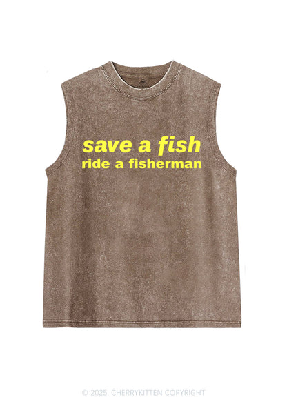 Save A Fish Y2K Washed Muscle Tank Cherrykitten