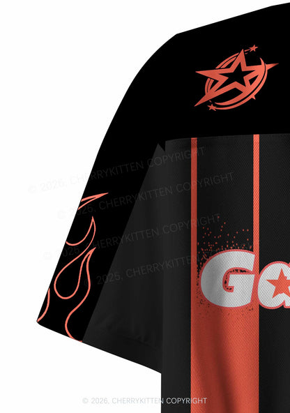 Orange Stripes Gay Son Pride Y2K Crop Sport Jersey Shirts Cherrykitten