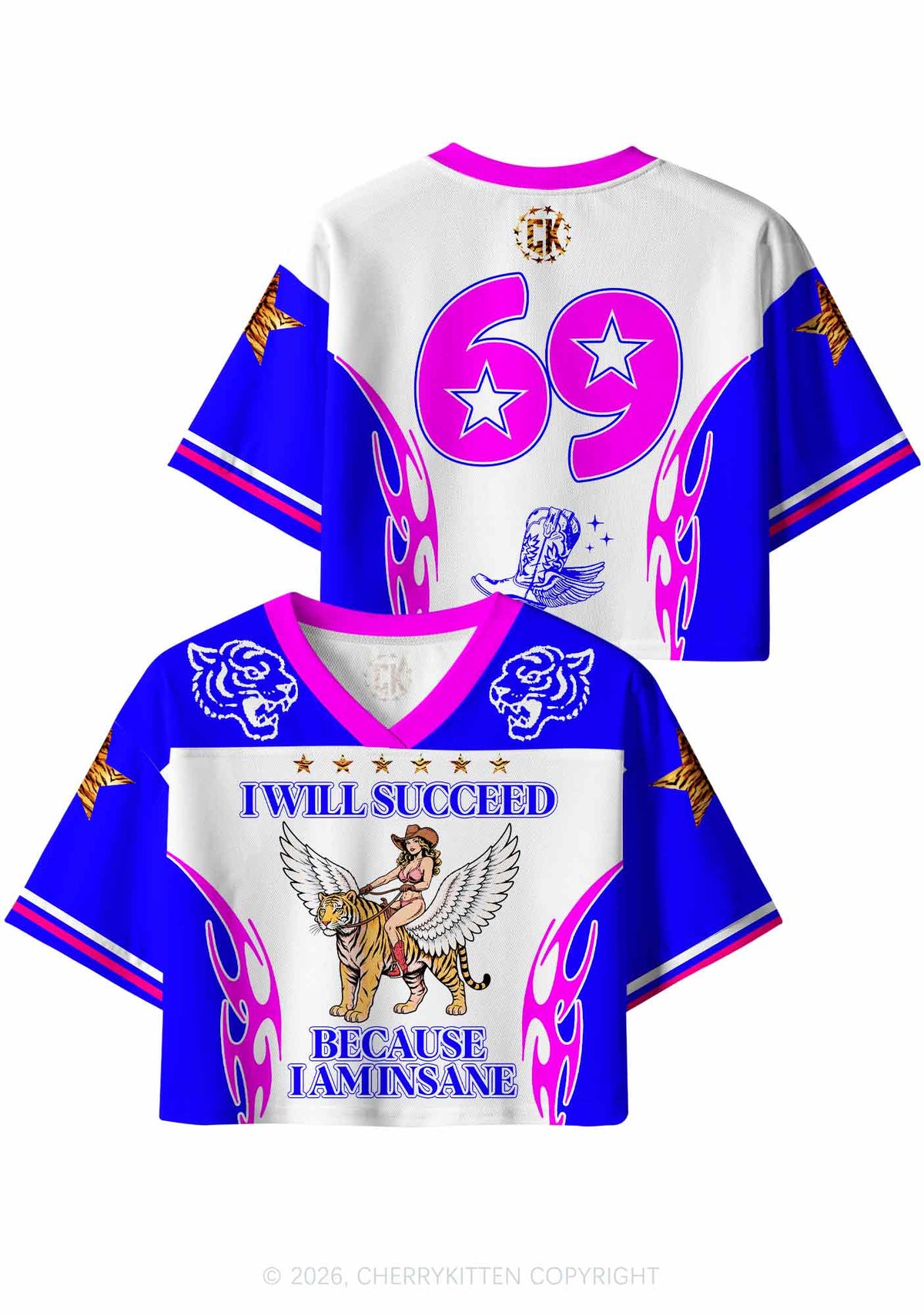 I Will Succeed Because I Am Insane Y2K Crop Sport Jersey Shirts Cherrykitten