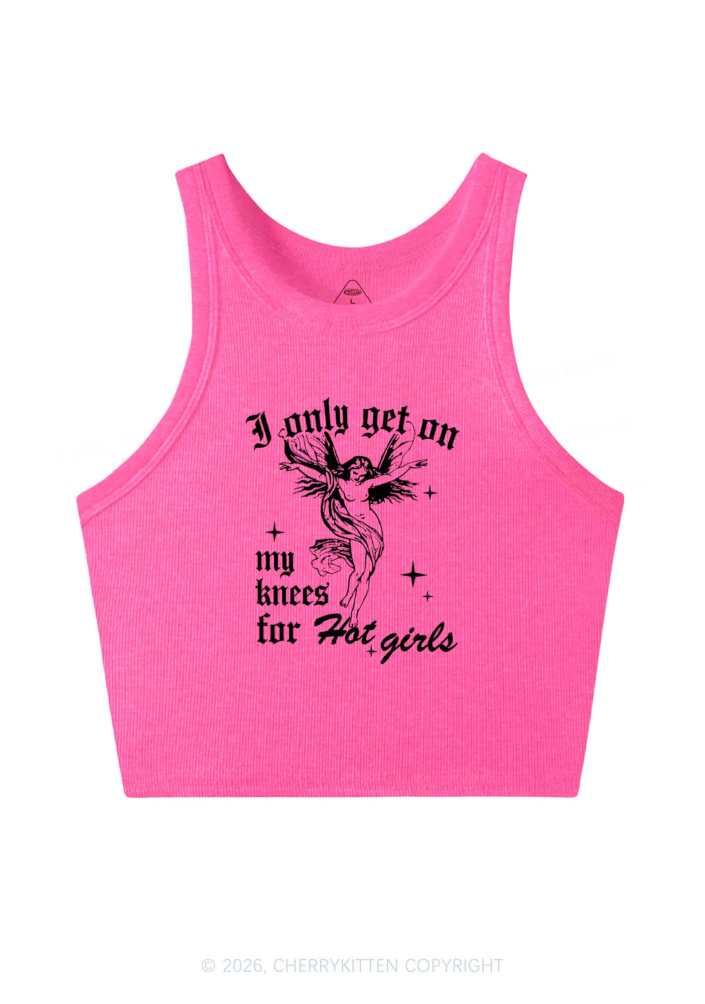 On My Knees For Hot Girls Pride Y2K Crop Tank Top Cherrykitten