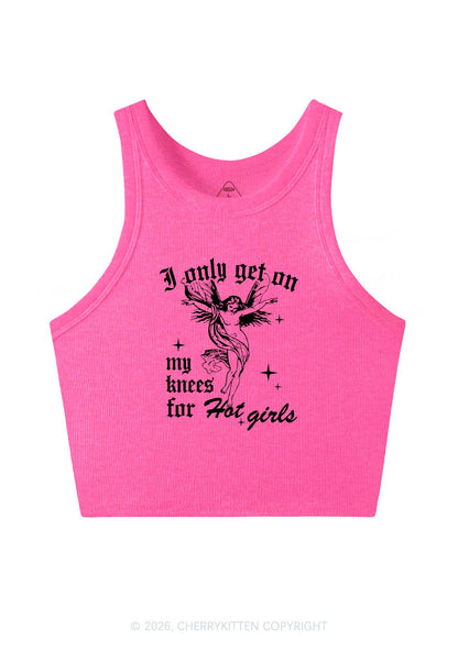 On My Knees For Hot Girls Pride Y2K Crop Tank Top Cherrykitten
