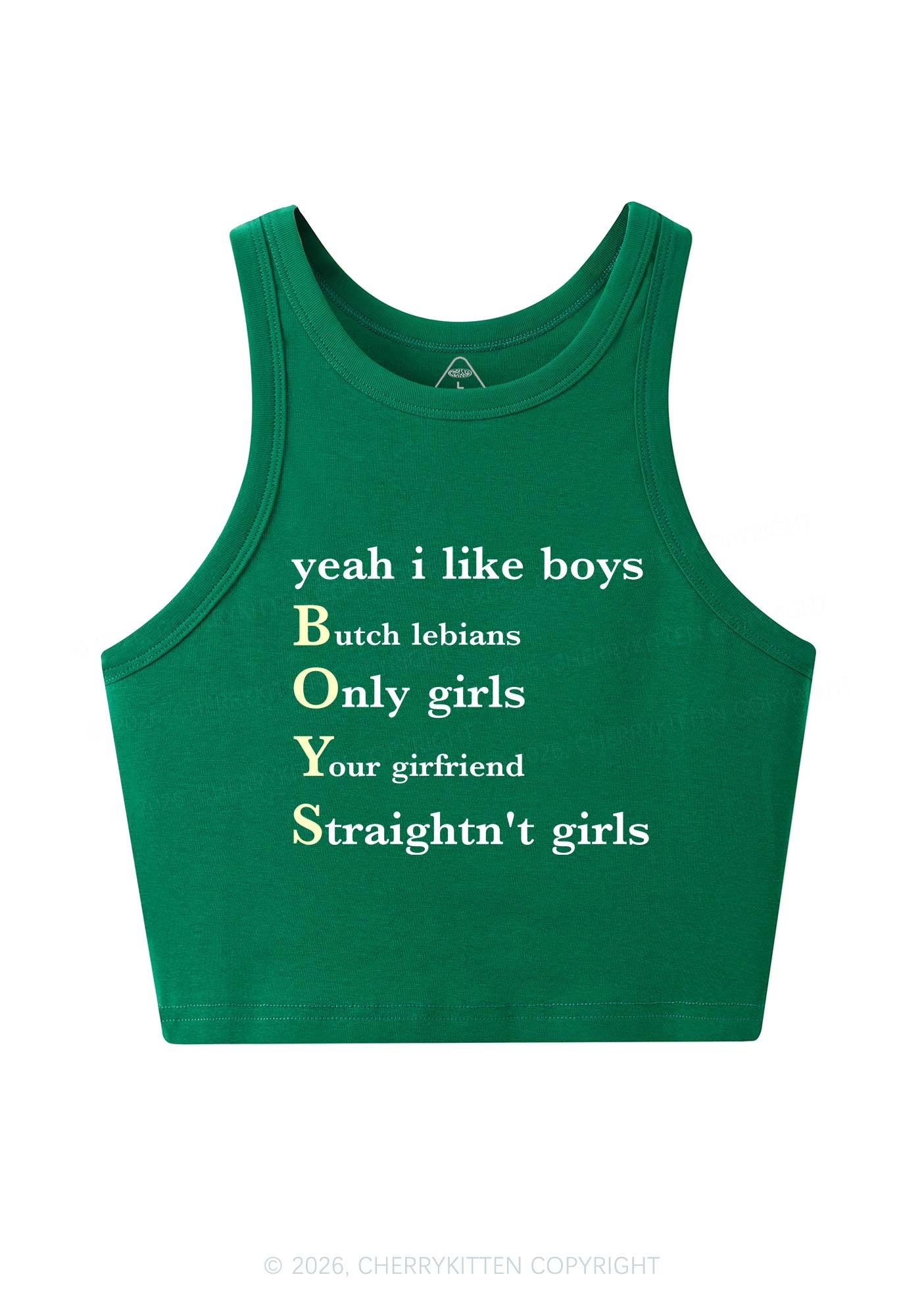 Yeah I Like Boys Pride Y2K Crop Tank Top Cherrykitten