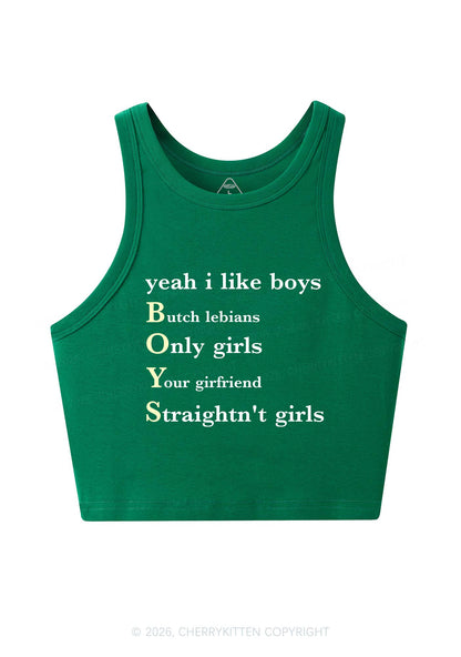 Yeah I Like Boys Pride Y2K Crop Tank Top Cherrykitten