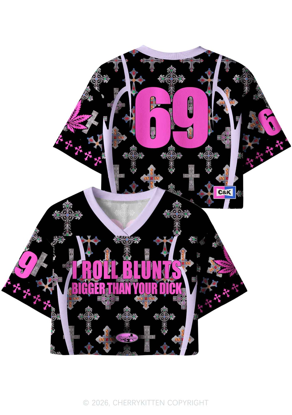 I Roll Blunts Cross Y2K Crop Sport Jersey Shirts Cherrykitten