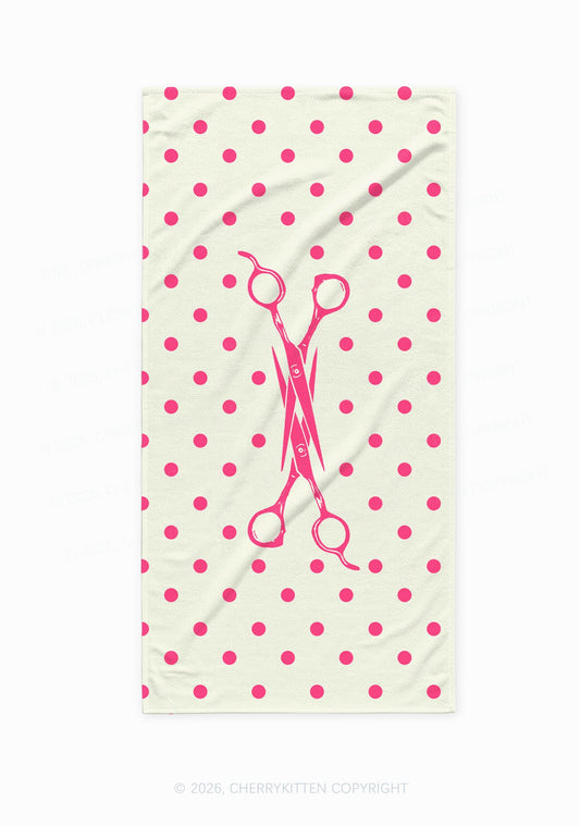 Pink Scissors Pride Y2K Beach Towel Cherrykitten