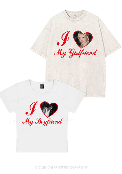 Custom Heart My BF GF Y2K Valentine's Day Couple Shirt Cherrykitten