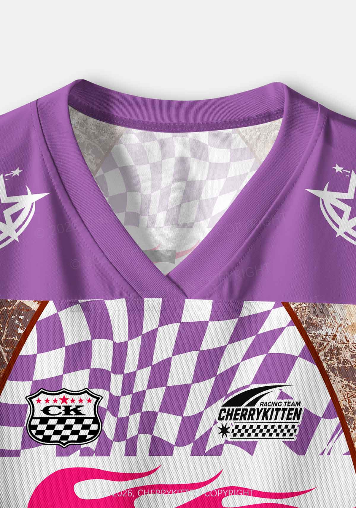 Purple Plaid Dyke Pride Y2K Crop Sport Jersey Shirts Cherrykitten
