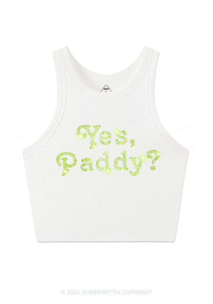 Rhinestone Yes Paddy St Patricks Y2K Crop Tank Top Cherrykitten