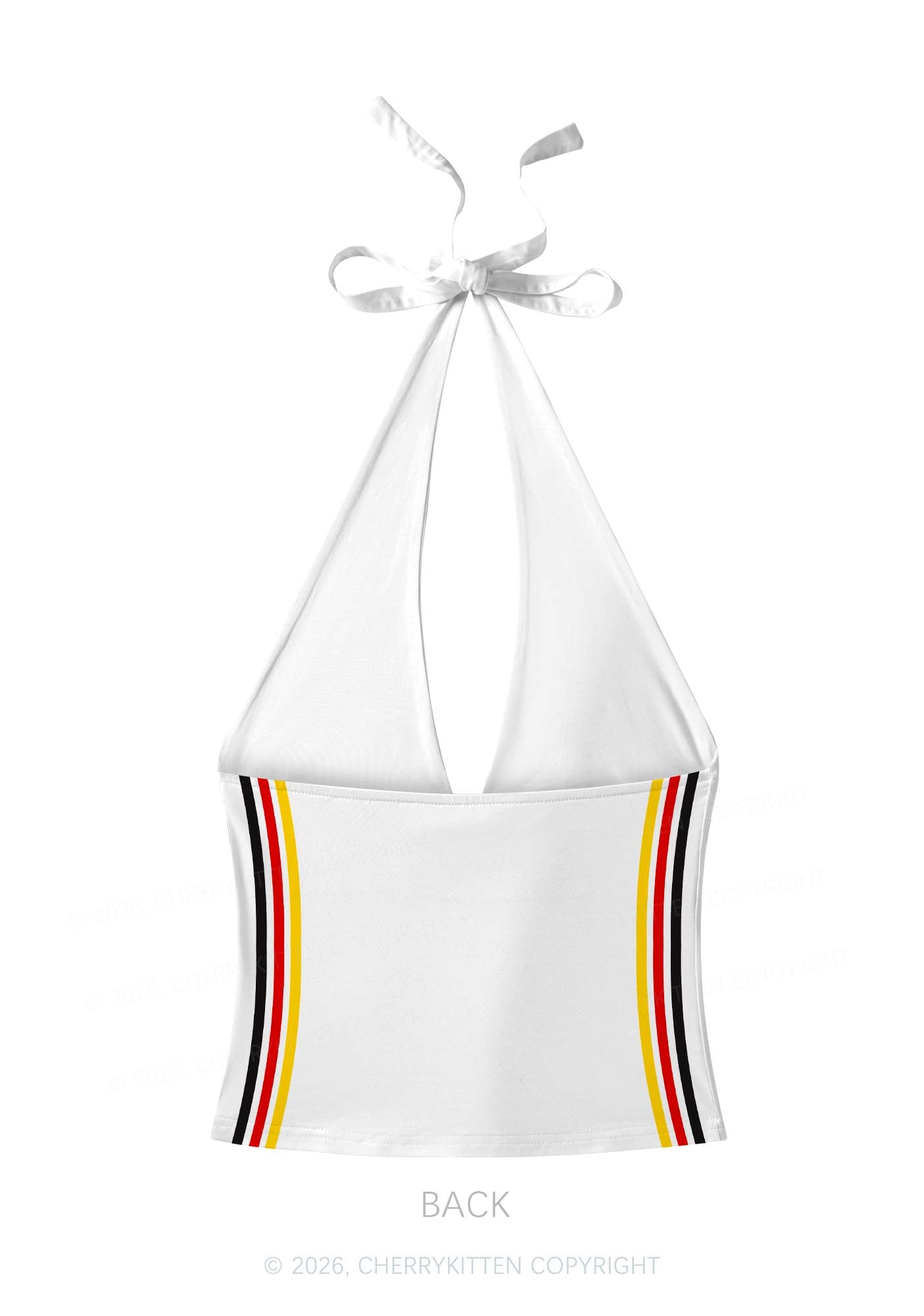 Black Red Yellow Stripe Star Y2K Print Halter Deep V Neck Cami Cherrykitten