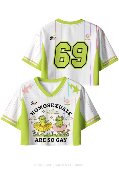 Homosexuals Are So Gay Pride Y2K Crop Sport Jersey Shirts Cherrykitten