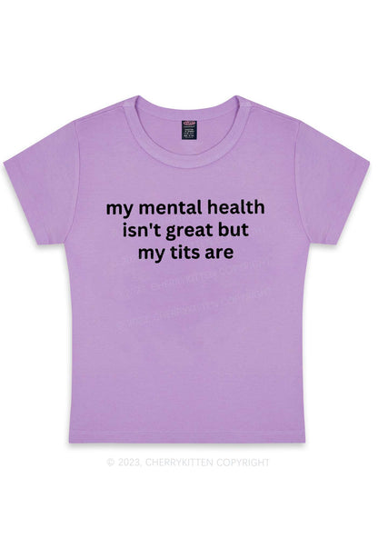 Curvy My Mental Health Isn't Great Y2K Baby Tee Cherrykitten