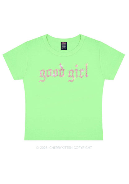 Rhinestone Good Girl Y2K Baby Tee Cherrykitten