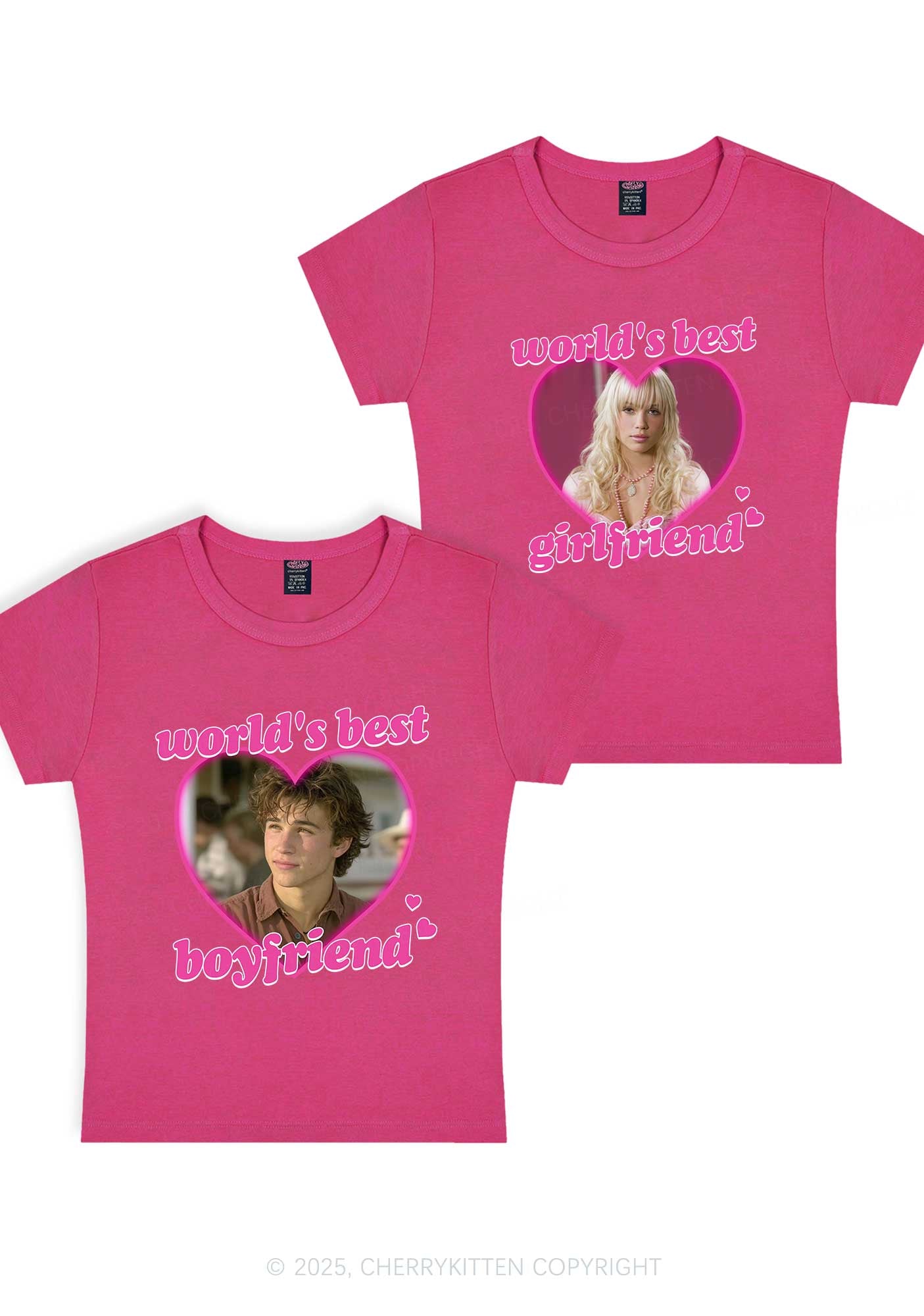 Custom Worlds Best BF GF Y2K Valentine's Day Baby Tee Cherrykitten