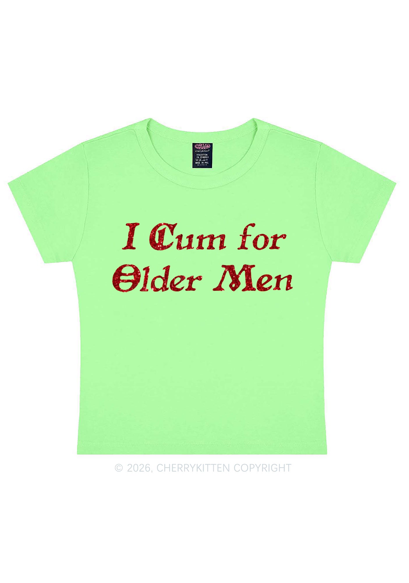Glitter Come For Older Men Y2K Baby Tee Cherrykitten