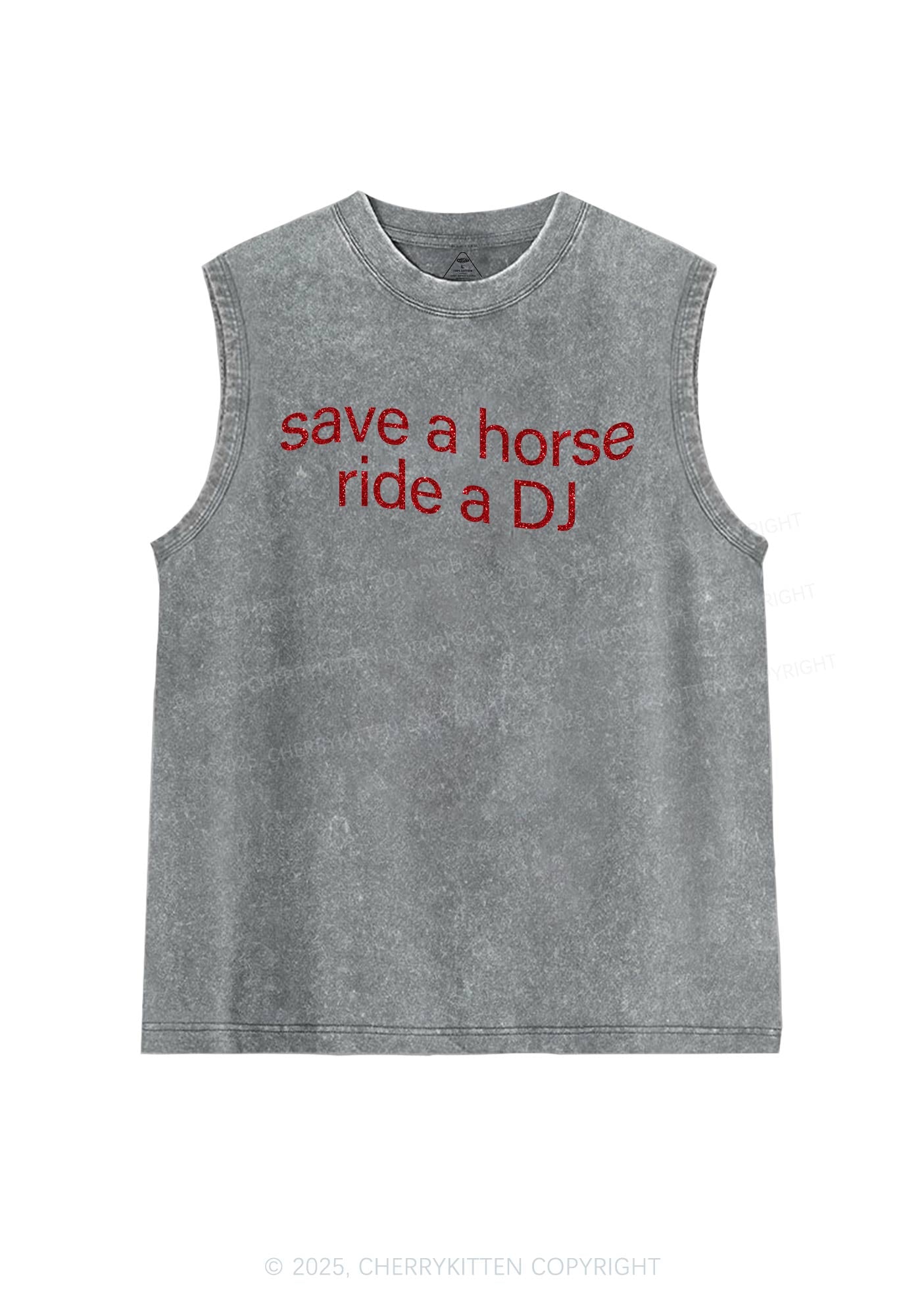 Glitter Ride A DJ Y2K Washed Muscle Tank Cherrykitten