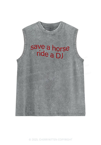 Glitter Ride A DJ Y2K Washed Muscle Tank Cherrykitten