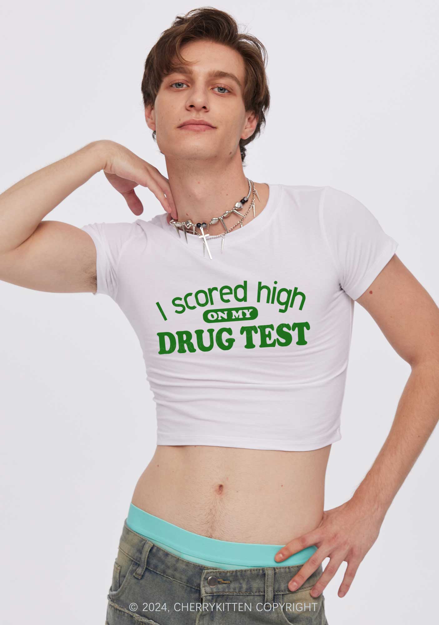 Scored High On Drxg Test Y2K Baby Tee Cherrykitten