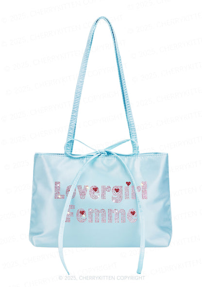 Rhinestone Lovergirl Femme Pride Y2K Satin Bags Cherrykitten