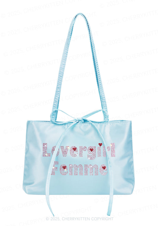 Rhinestone Lovergirl Femme Pride Y2K Satin Bags Cherrykitten