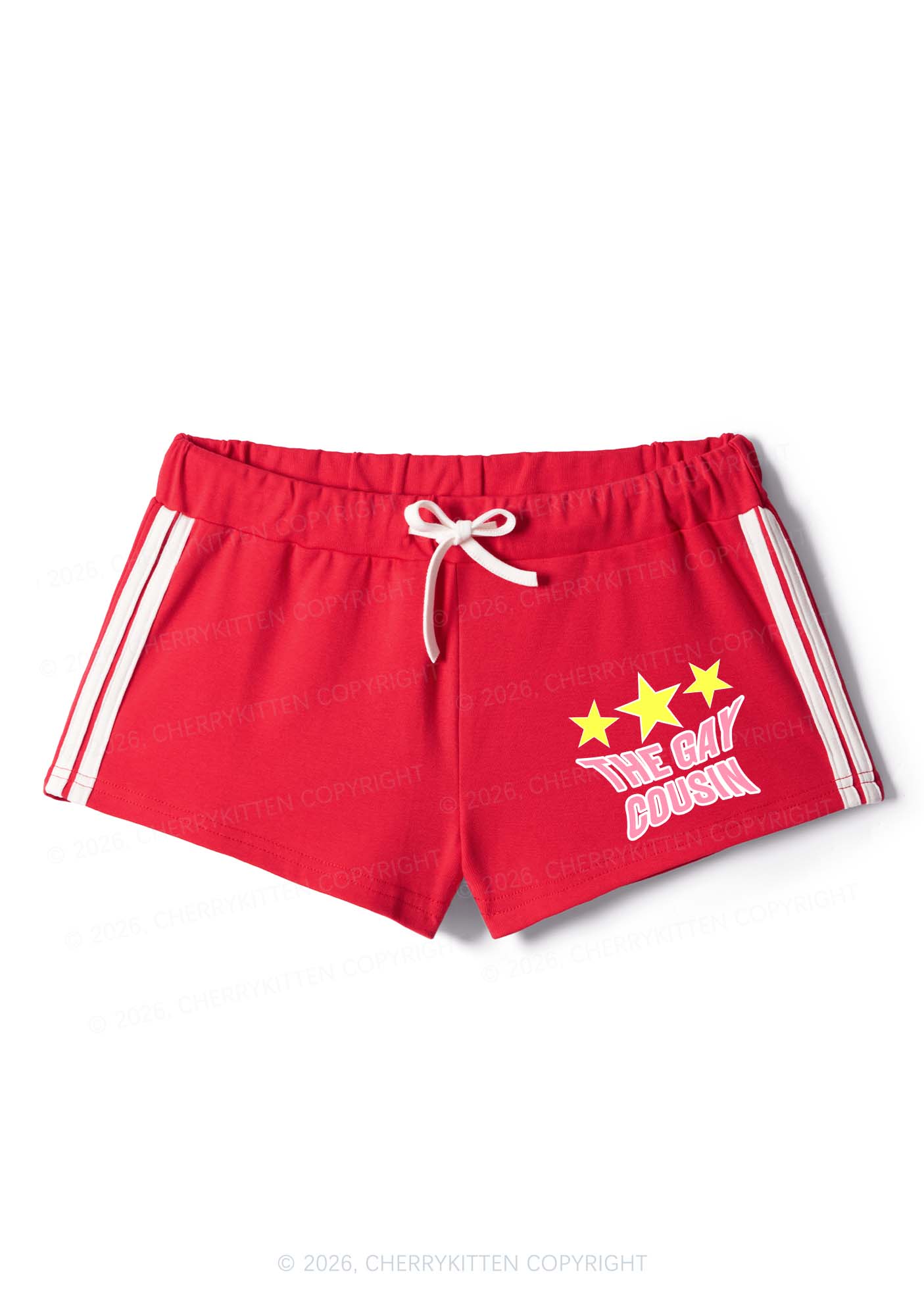 The Gay Cousin Pride Y2K Drawstring Mini Shorts Cherrykitten