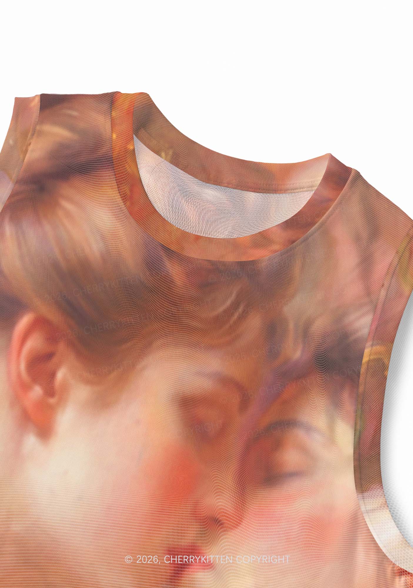 Pastel Dreamy Kissing Couple Pride Y2K Mesh Muscle Tank Cherrykitten
