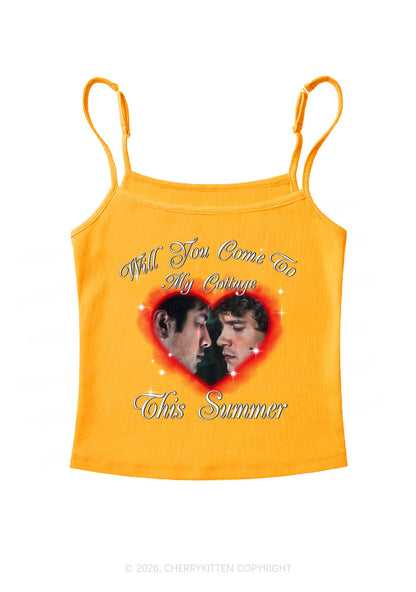 Come To My Cottage This Summer HR Y2K Spaghetti Strap Cami Cherrykitten