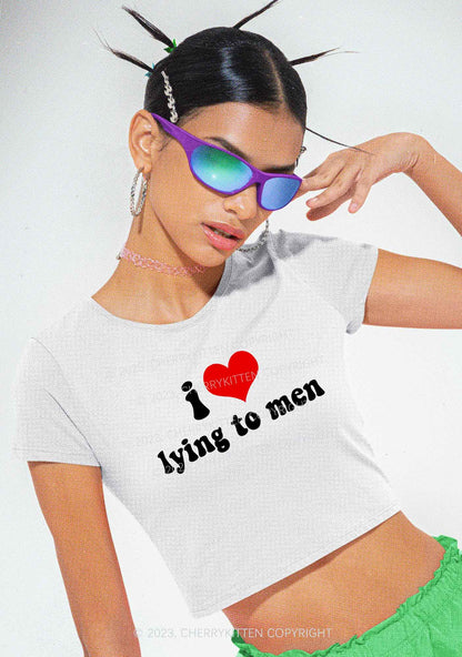 I Love Lying To Men Y2K Baby Tee Cherrykitten