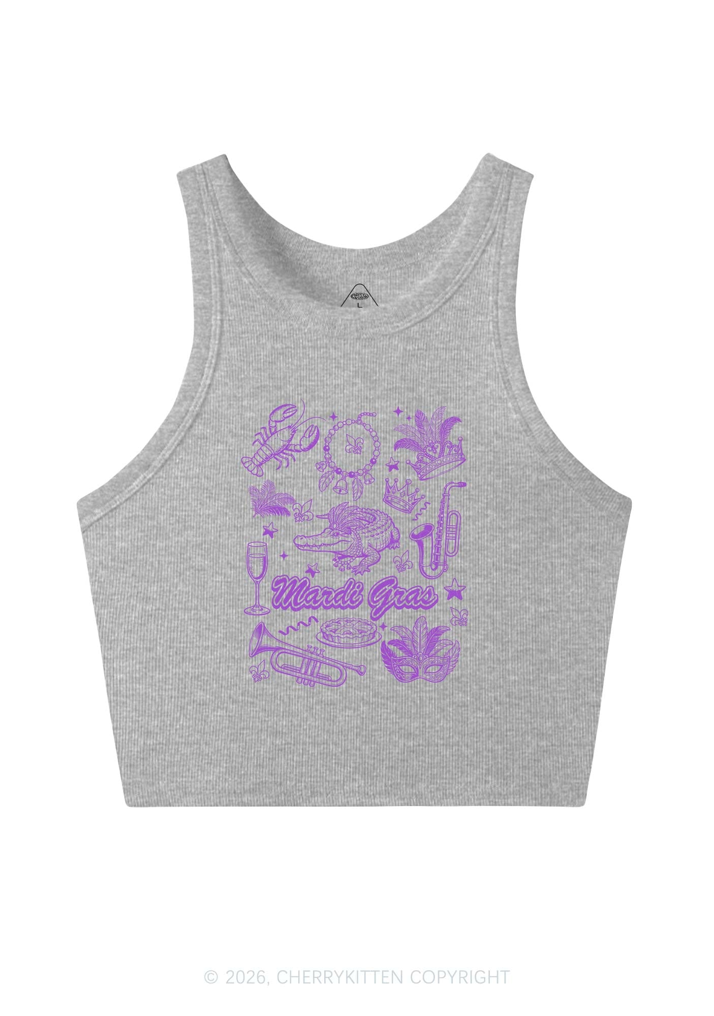 Mardi Gras Symbols Y2K Crop Tank Top Cherrykitten