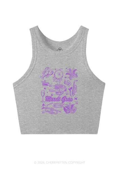 Mardi Gras Symbols Y2K Crop Tank Top Cherrykitten