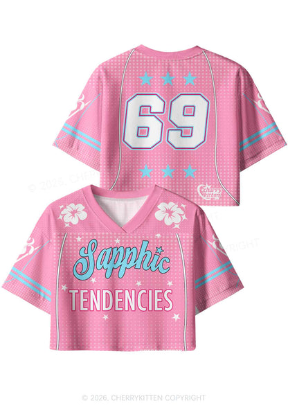 Sapphic Tendencies Pride Y2K Crop Sport Jersey Shirts Cherrykitten