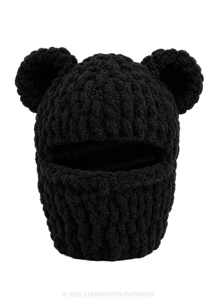 Halloween Bear Y2K Knitted Balaclava Cherrykitten