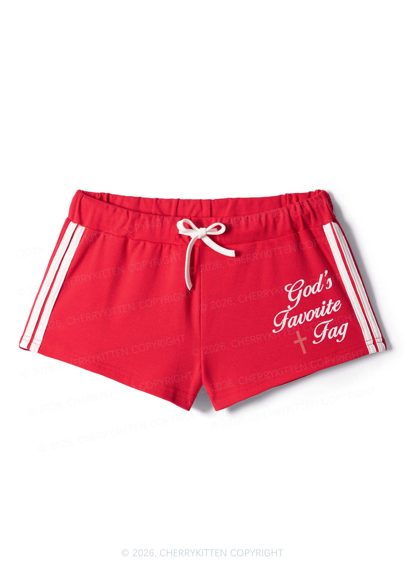 Gods Favorite Fag Pride Y2K Drawstring Mini Shorts Cherrykitten