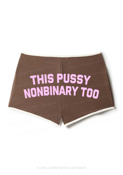 This Puxxy Nonbinary Too Pride Y2K Booty Shorts Cherrykitten