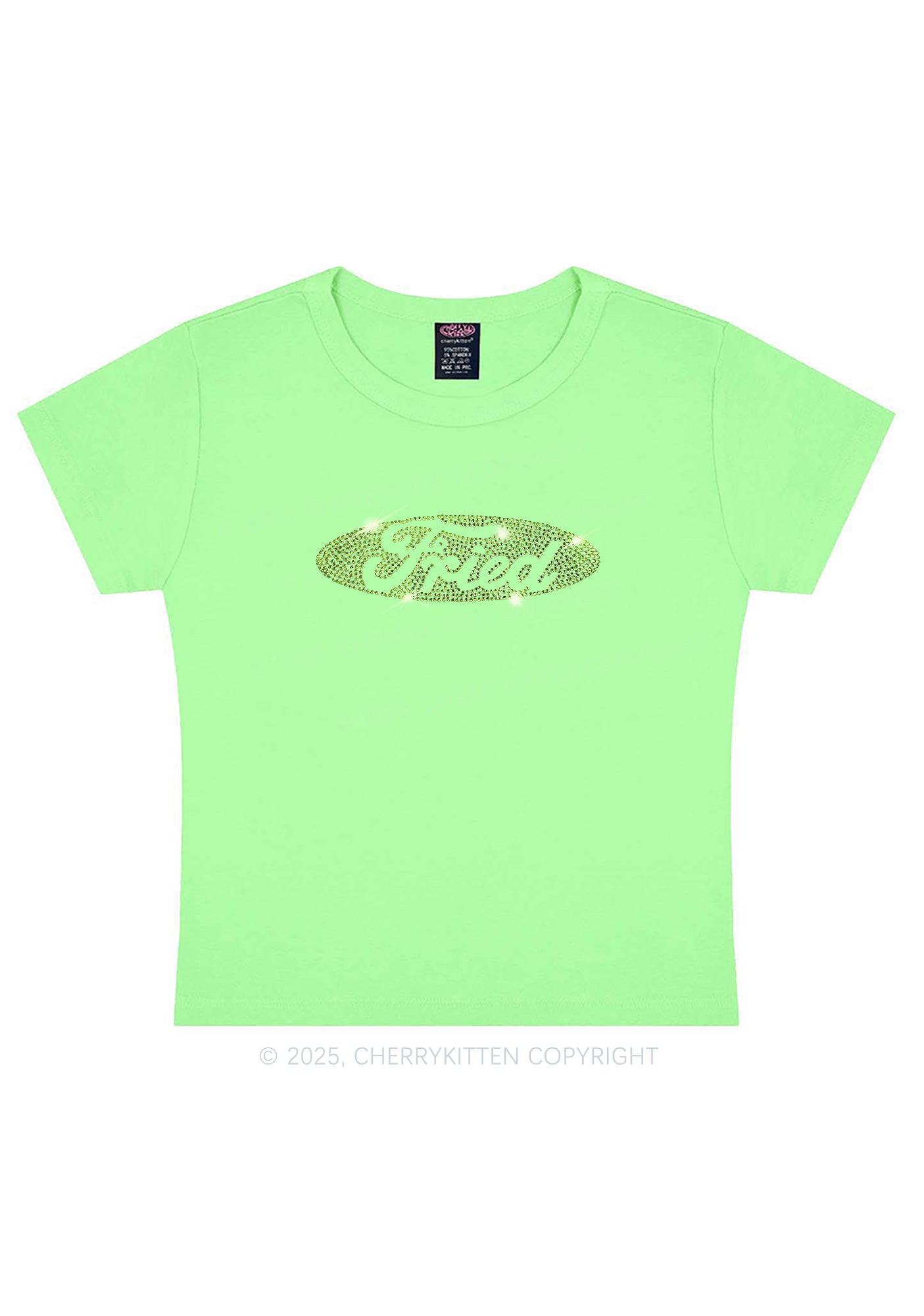 Rhinestone Fried Y2K Baby Tee Cherrykitten