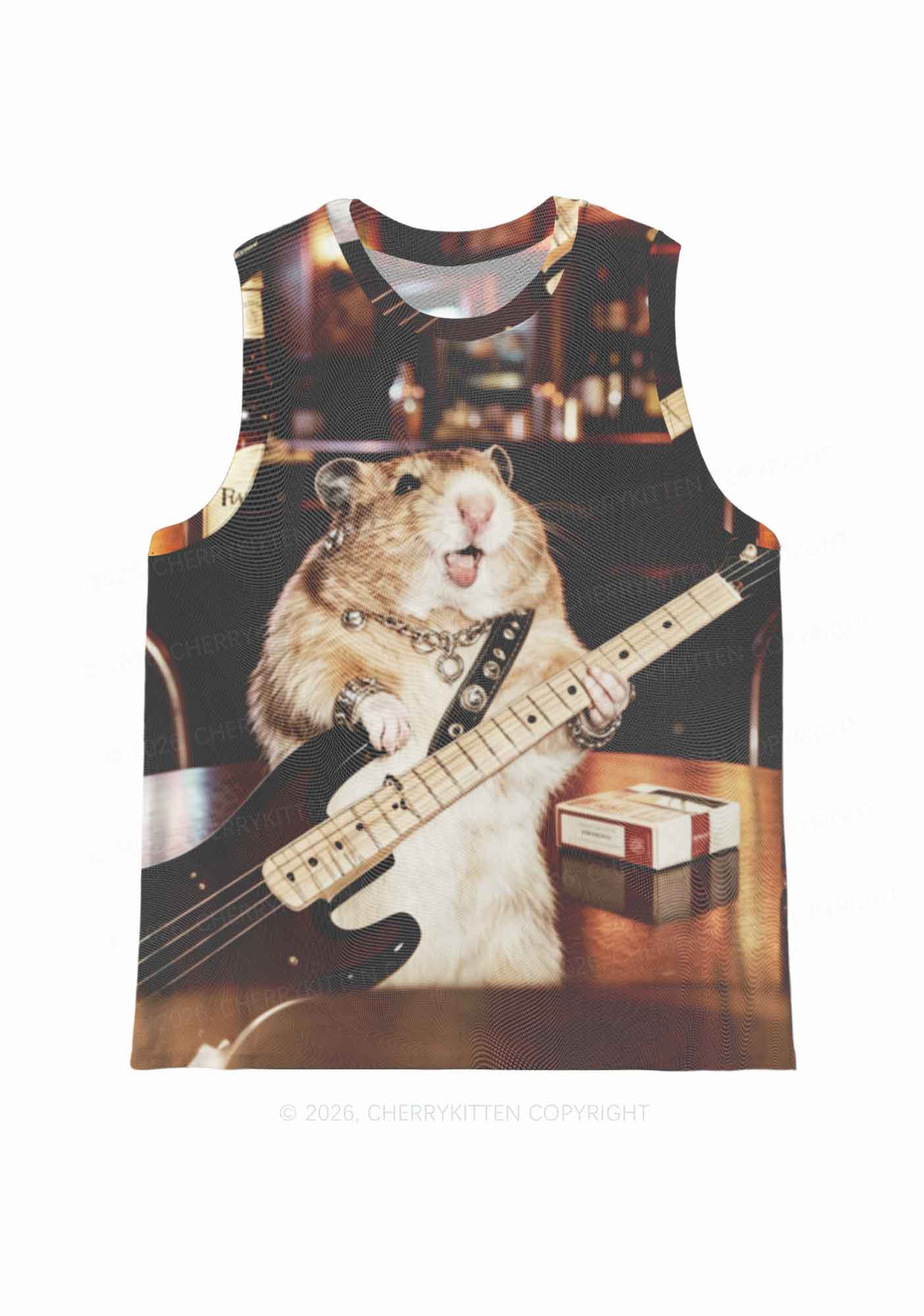 Hamster Bassist Techno Y2K Mesh Muscle Tank Cherrykitten